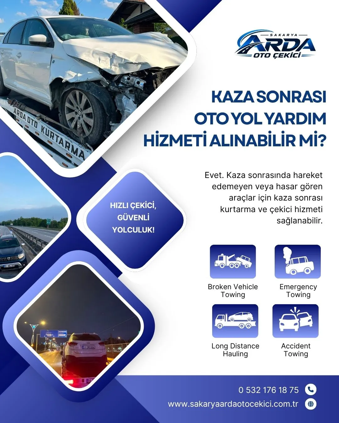 Kaza sonrası oto yol yardım hizmeti alınabilir mi?